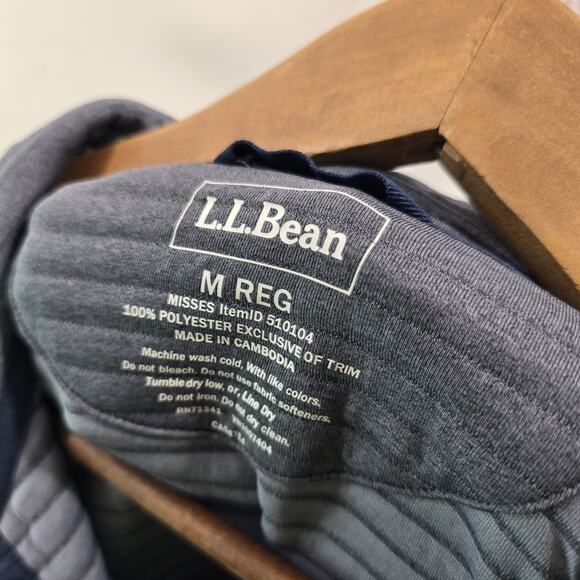 LL Bean Pullover Womens Medium Gray Red Airlight Colorblock Quilted Sweatshirt - Picture 3 of 10